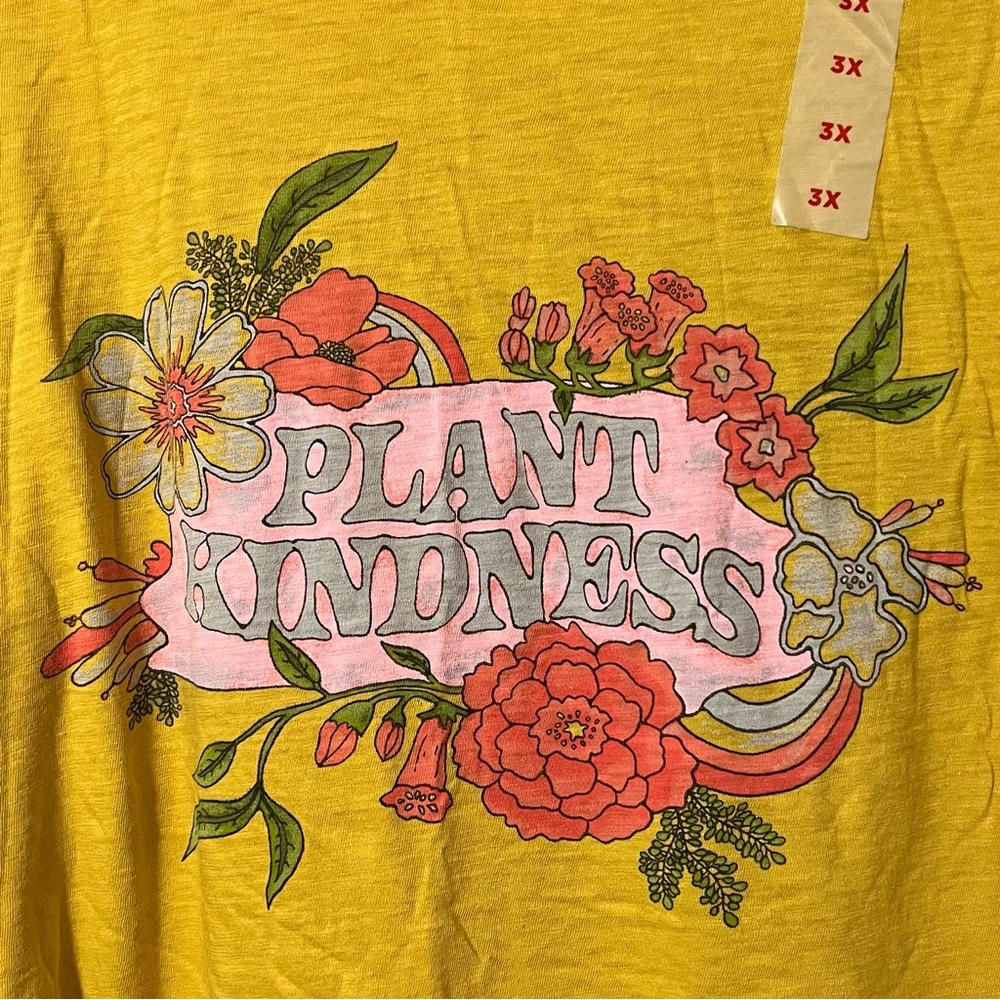 NWT Old Navy Mustard Tee with Floral Graphic size 3X - Picture 2 of 6